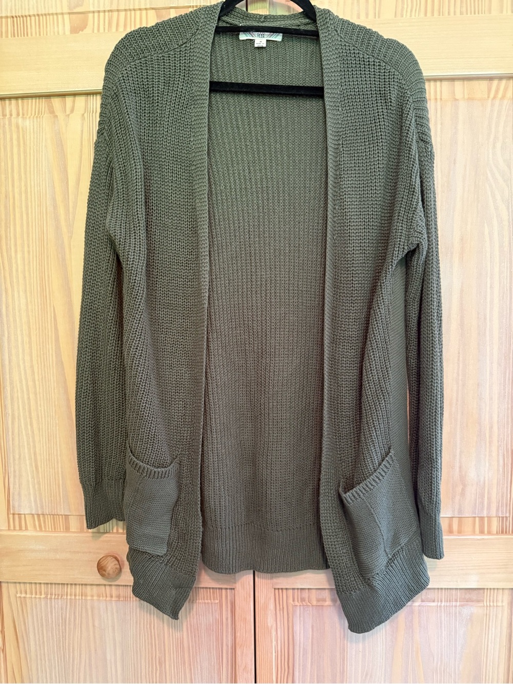 Pink Rose Olive Open-Front Knit Cardigan
